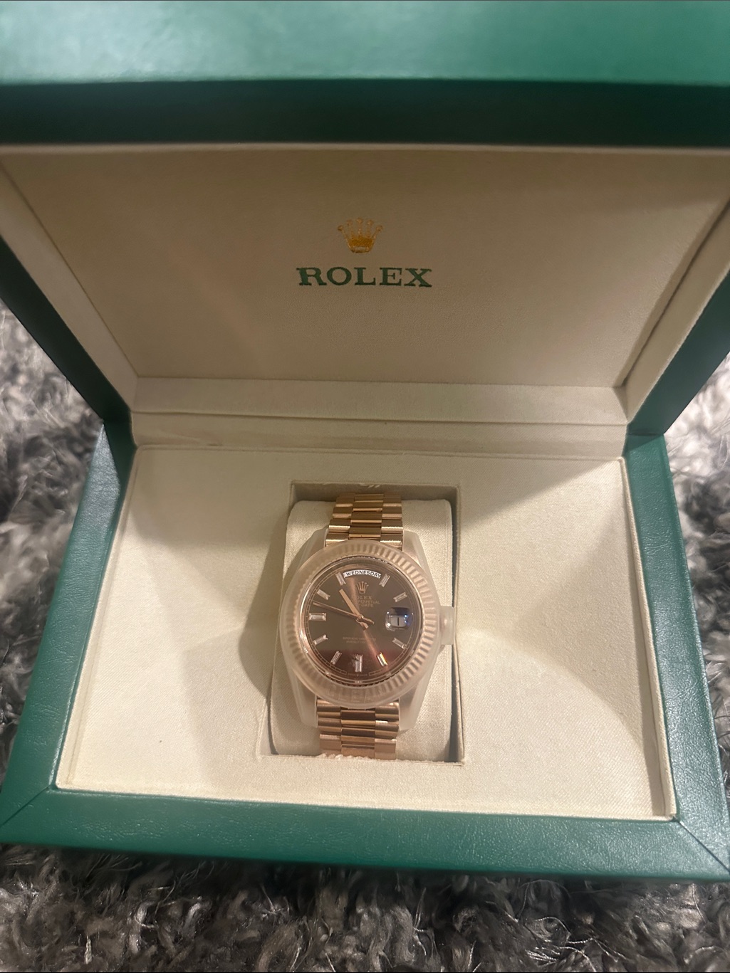 Rolex DayDate Rose Gold Chocolate Dial 41 Mm